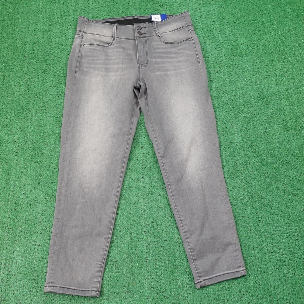 New! Apt. 9 Ankle Jeans Womens 10 Gray Wash Mid Rise Slim Tummy‎ Control 32x25